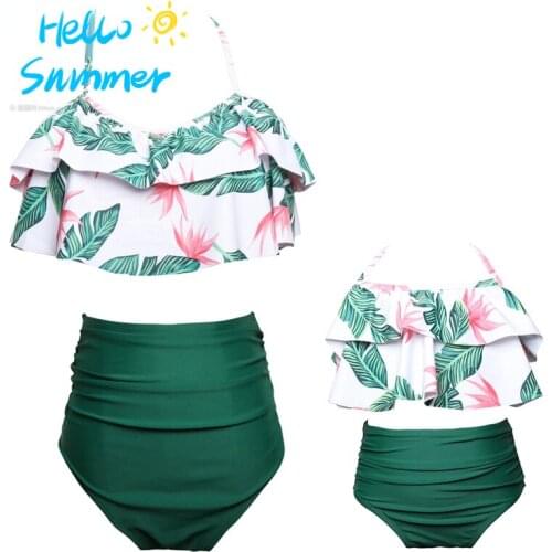 Mother and Daughter Swimsuit Female Girl Swimwear 2019 Bikini Beach Family Matching Clothes 2-Piece Womens Girls Bathing Suit