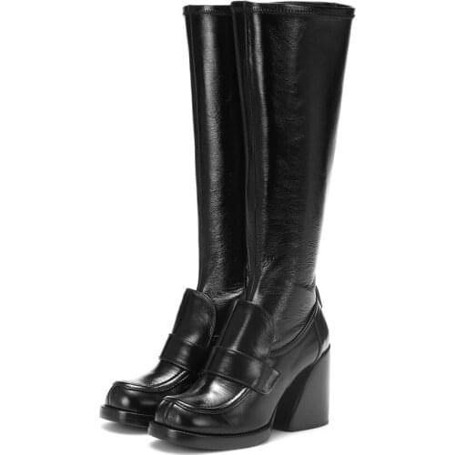 Fashion style punk snake leather knee high boots woman brand red black martin short boots autumn winter snow boots high-heels