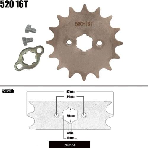 Motorcycle 520 16T Tooth 20mm ID Front Engine Sprocket fit Pit Bike ATV part