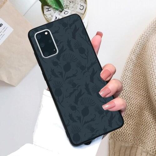 For Samsung Galaxy Charcoal Thistle Pattern Soft TPU Black Border Samsung Galaxy Case
