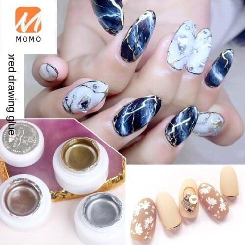 New Color Nail Art Metalic Glue Pull Line Colored Drawing Glue Painting Phototherapy Gold andSilver Color Mirror Gel Nail Polish