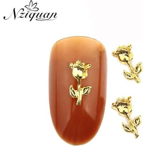 New product berserk 6*9.5.mm20pcs/bag NIZIQUAN3D metal alloy rose flower decoration DIY nail accessories decoration