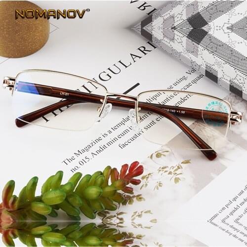 NOMANOV Ultralight Fashion Half-rim Business Anti-blu Light Men Women Reading Glasses +0.75 +1.5 +1.75 +2 +2.25 +2.5 +2.75 To +4