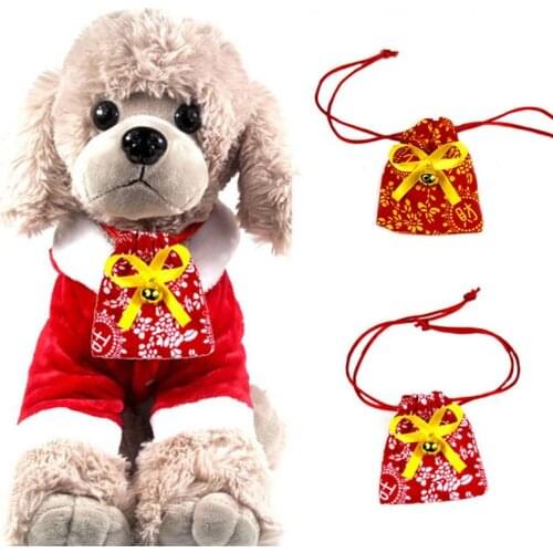 Chinese Style Pet Collar Creative Cute Fortune Bag Design Dog Collar Cat Bowtie for New Year