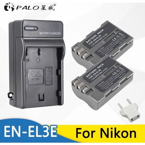 PALO 2PCS EN-EL3e EN EL3e ENEL3e Li-ion 2400mAh Rechargeable Digital Camera Battery + Charger For Nikon D30 D50 D70 D90 D70S