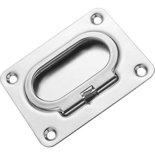 Boat Recessed Hatch Spring Loaded Pull Handle Marine Locker Flush Lifting Ring - 304 Stainless Steel - Size 2.99 x 2.24 inch
