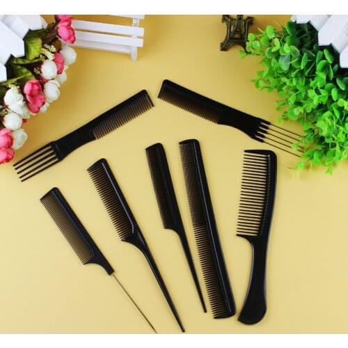10pcs/Set Professional Hair Brush Comb Salon Hair Combs Hairbrush Anti-static Hairdressing Black Combs Hair Care Styling Tools