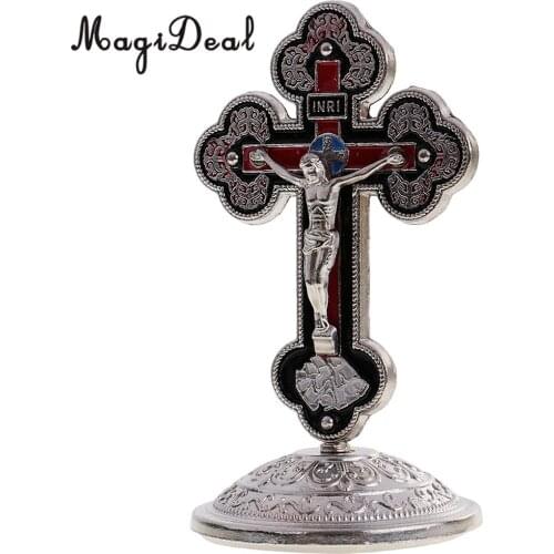 MagiDeal Crucifix Statue Jesus Christ Figurine INRI Sticky Bottom Ornament Home Decoration Portable Status Gift
