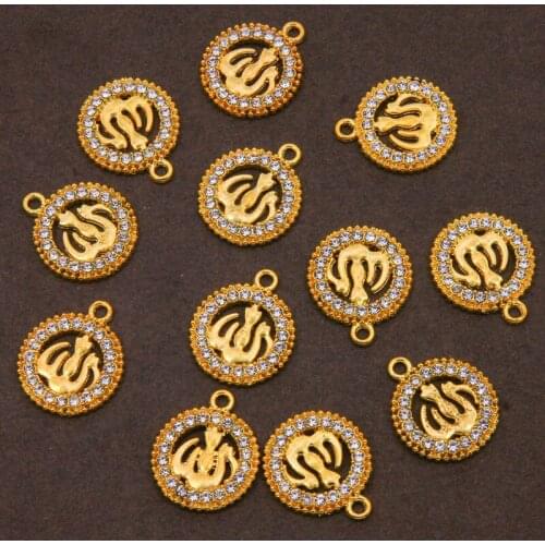 3 Round Arabian Women Golden Muslim Islamic Allah Charm Pendant Jewelry Ramadan Gift Copper Chain Necklace Accessories
