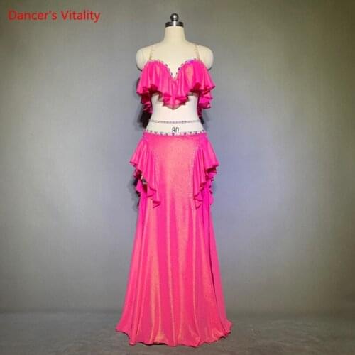 Belly Dance Female Child Adult High-End Diamond Bra Practice Clothes Suit Profession Custom Top Long Skirt Performance Clothing