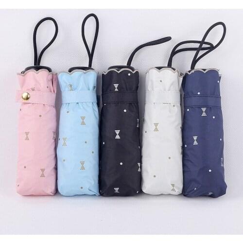 YADA Ins Bowknot Pattern 5-Folding Umbrella Rainy Mini Pocket Umbrella For Women Anti-UV Small Parasol Mini Umbrellas YD200315