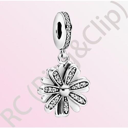 2020 New Arrival 925 Sterling Silver Beads Sparkling Daisy Flower Dangle Charms fit Original Pandora Bracelets Women DIY Jewelry