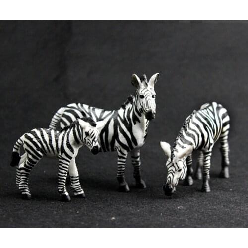 3pcs/set Wild Animals Zebra Family Action Figures Static PVC Model Early Education Toys for Collection and Kids Gifts