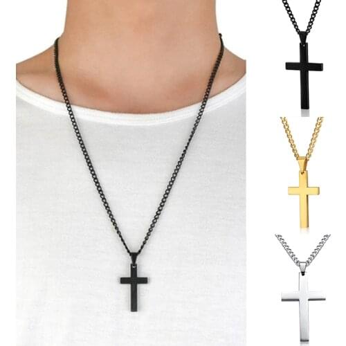 4 Colors Hot Plated Men Link Chain Necklaces Pendant Cross Solid Color Korean Version Choker Jewelry Gift