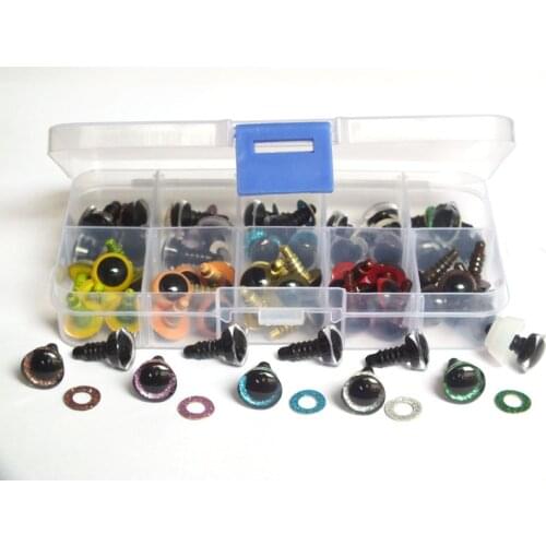 60 Pcs 10 Colors-Mix 12mm Plastic Safety Eyes +glitter Nonwovens for Teddy Bear Stuffed Toy Snap Animal Puppet Doll Craft DIY