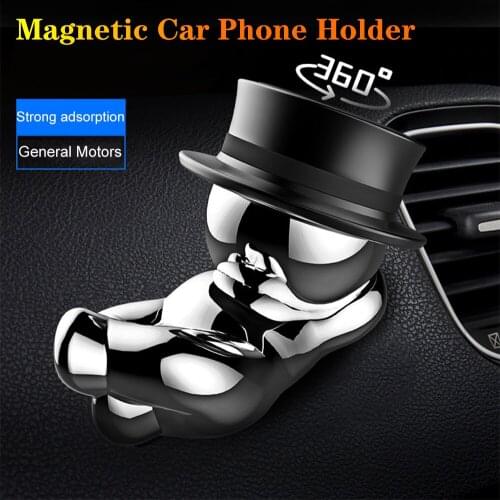 360 Degree Rotation Phone Holder in Car Products Magnet Stand for Phone in Car Goods Alloy Creative Cellphone Bracket Mounts 027