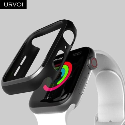 URVOI PC bumpers for apple watch series 6 SE 5 4 3 case black cover for iwatch slim fit protector plastic frame 40 44mm
