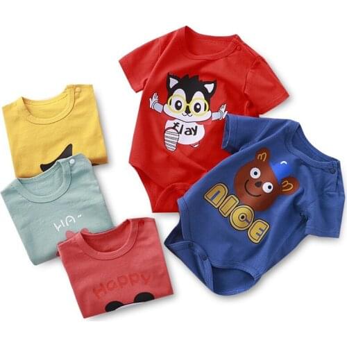 100% Cotton Baby Bodysuit Summer Newborn Clothes Infant Short Sleeve Jumpsuit Small Girl Onesie Boys Climbing Clothing