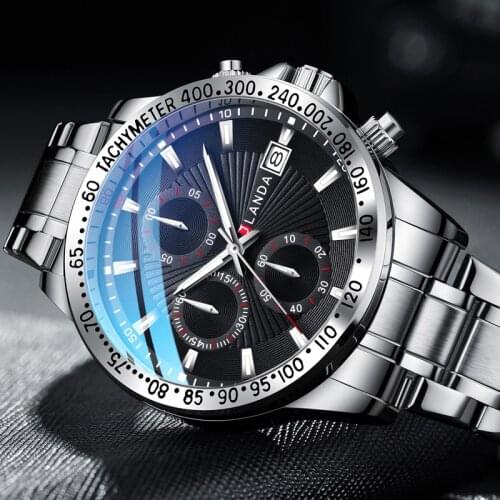 JLANDA Chronograph Mens Watches Top Brand Luxury Male Business Watches Sport Military Clock Steel Strap Quartz Men Watch Gift