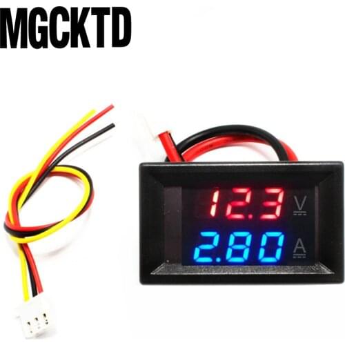 10PCS DC 0-100V 10A Digital Voltmeter Ammeter Dual Display Voltage Detector Current Meter Panel Amp Volt Gauge 0.28" Red Blue