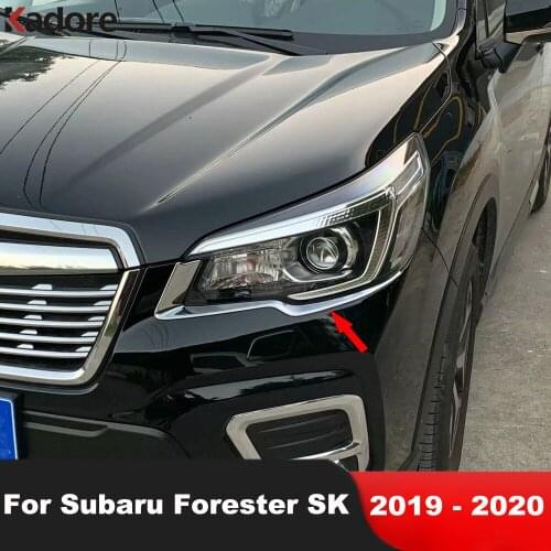 For Subaru Forester SK 2019 2020 5th Ge ABS Chrome Headlight Eyebrows Eyelid Trim Eye Lid Cover Decoration Styling