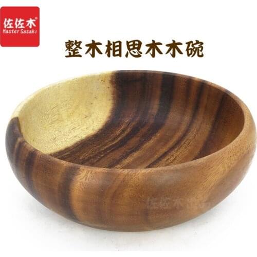 Whole wood household wooden bowl Japanese instant anti-scalding fall tableware solid wood retro big wooden bowl soup noodle bowl