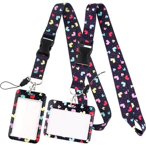 DZ1443 New Love Heart Lanyards for Key Neck Strap lanyard card ID Badge Holder Gym Key Chain Key Holder DIY Hang Rope Key Rings