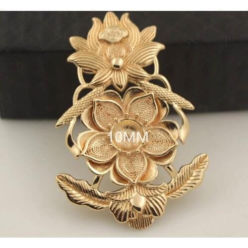Filigree Lotus Flower Embellishment Stamping Die Casting Metal Findings DIY fit 10mm Pearl Retro Phoenix Coronet Jewelry Making