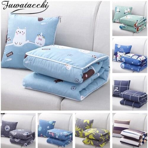 Fuwatacchi Foldable Storage Cushion Blanket Cartoon Picture Thin Quilt Blanket Printed Home Car Office Throw Pillow Blankets Rug