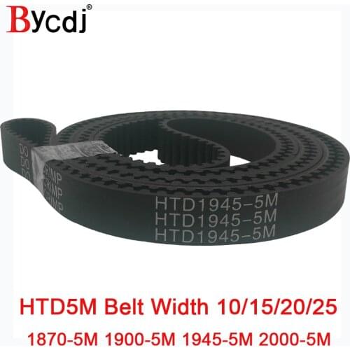 HTD 5M synchronous Timing belt C=1870/1900/1945/2000 width 10/15/20/25mm Teeth 374 380 389 400 Arc tooth pitch=5mm Rubber