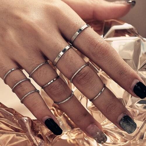 Docona Fashion Irregular Geometric Wave Rings for Women Gold Sliver Color Glossy Finger Rings Set Female 2021 Jewelry Anillos