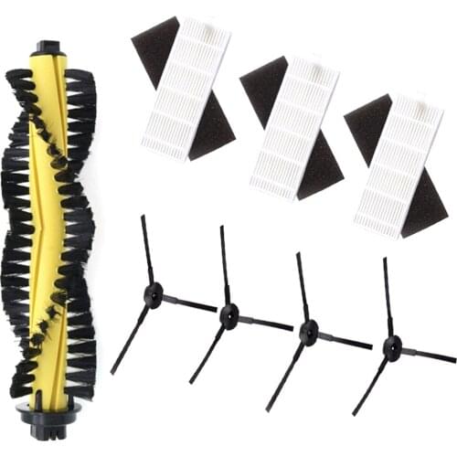 Accessories Kit for ILIFE A4 A4S Robot Vacuum Cleaner Main Brush+HEPA Filter+Sponge+Side Brushes Replacement Spare Parts Set