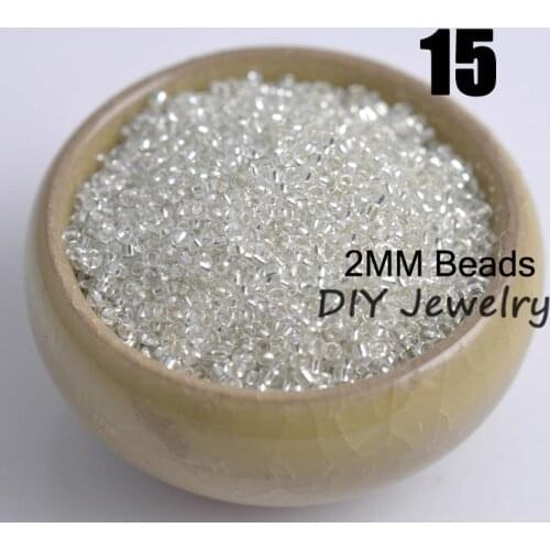 16g 1000pcs 2mm 12/0 Silver Color Silver Lined Round Loose Spacer Beads Cezch Glass Seed Beads Jewelry Making DIY Garment Bead