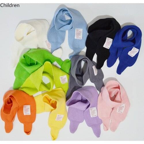 Cute Kids Baby Scarf Winter Warm Candy Color Boys Girls Scarf Applique Soft Woolen Knit Scarf Children Stretch Neck Ring шарф