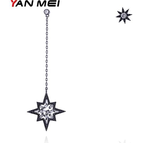 Fashion Natural Zircon Star Dangle Earrings Cubic Zirconia Rhinestone Brincos For Ladies YME7605