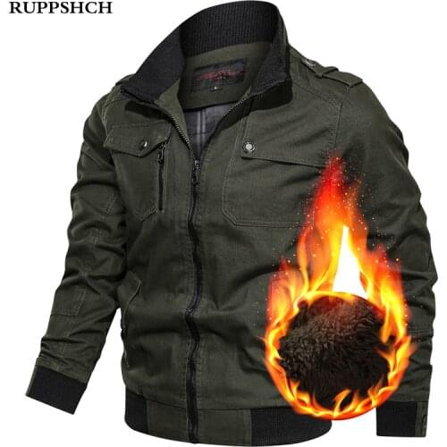 2021 New Winter Men Fleece Stand-up Collar Jacket Men Casual Zipper Pocket Large Size Jacket Men High Quality Cotton Jacket