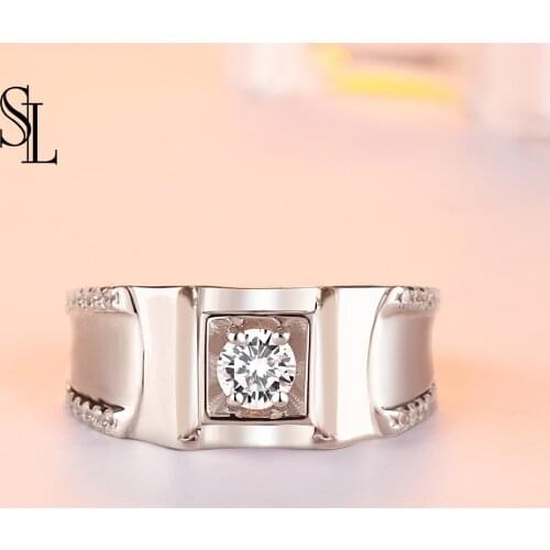 SL Solitaire male ring 925 Sterling Silver AAAAA CZ Diamant Engagement Jewelry Wedding Rings for Men Finger ring