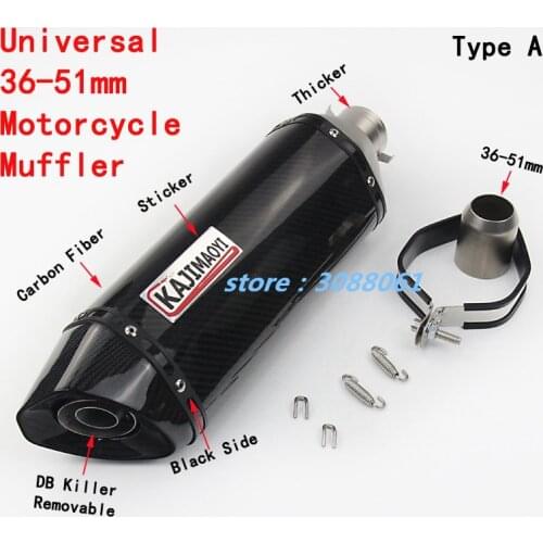 470mm Universal 36-51mm Motorcycle Exhaust Escape Modified Motorbike Carbon Fiber Muffler Sticker For Ninja ZX6R Z750 GSX750R R6