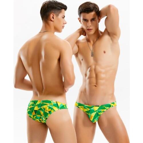 2021 new bright tight low waist sexy men swimwear men half pack hip bikinis swim briefs trunks different penis pouch swimsuits