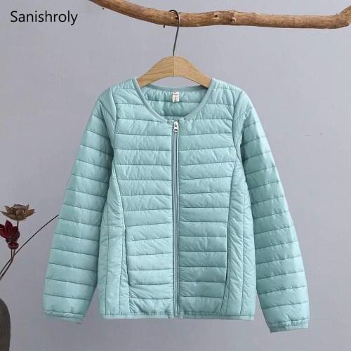 Sanishroly New Women Warm Cotton Coat Parka Autumn Winter Female Long Sleeve Thin Jacket Outwears Short Tops Plus Size 6XL SE602