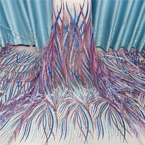 New Design African Lace Fabric Wholesale French Lace Fabric High Quality Nigerian Tulle Sequins Lace Fabric YYN132