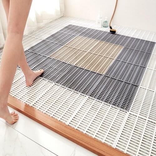 New Striped Bathroom TPE Anti Fall Mat Splicing Anti Slip Mat Waterproof Hollow Mat Toilet Floor Mat