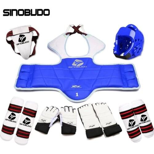 New Style Adult Kids Karate Chest Leg Protector Set WTF Palm Gloves Taekwondo Helmet MMA Jockstrap Sparring Equipment Body Guard