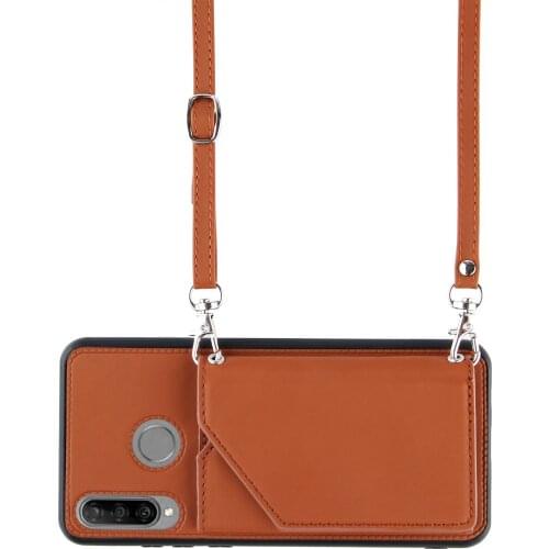 Good hand Feeling Leather Phone case with Strap For Huawei