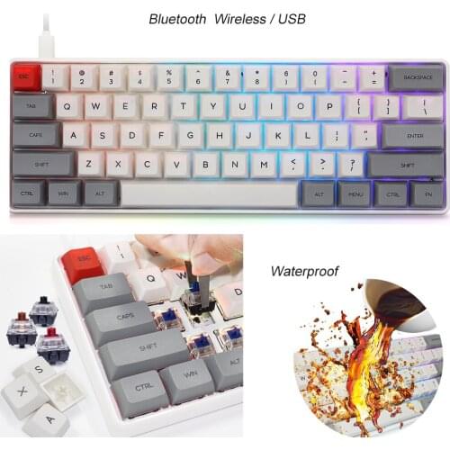Sale 61 keys Wireless Bluetooth-compatible Illuminated Gaming Keyboard Mechanical Keyboard For Game Laptop PC teclado mecanico