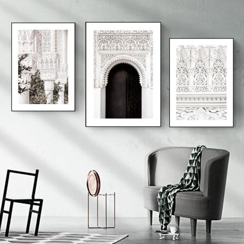 Retro Islamic Architecture Morocco Door Poster Quotes Canvas Print Modern Religion Muslim Art Painting Wall Art Decor Picture