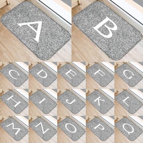 Gray Letter Kitchen Entrance Door Mat Coral Velvet Carpet Rubber Colorful Indoor Floor Mats Non-Anti-Slip Rug 48248