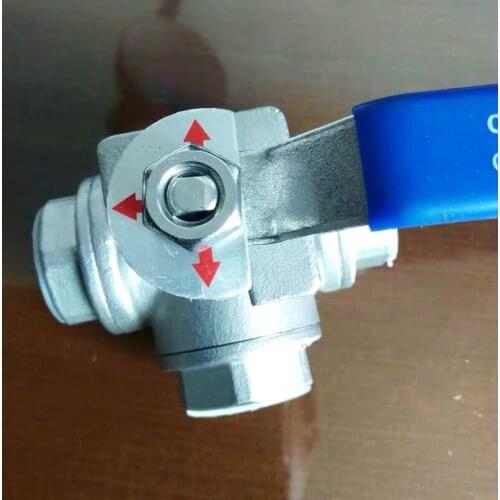 Ball Valve 3 Way Female Thread T-type 304 Stainless Steel DN8 DN10 DN15 DN20 DN25 Free Shipping 1Pc