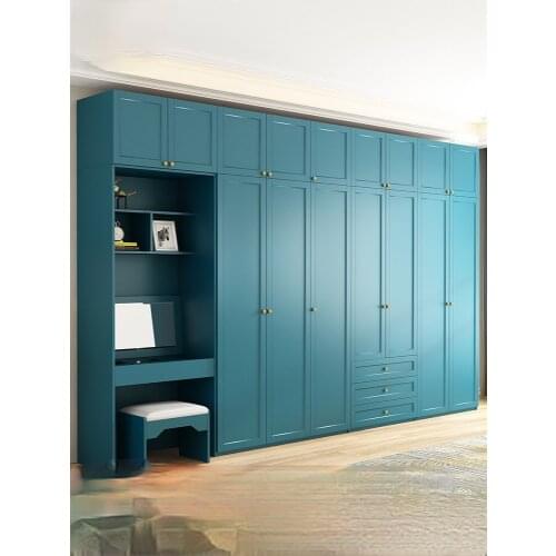 Wardrobe sliding door simple modern household bedroom integral wooden combination cabinet