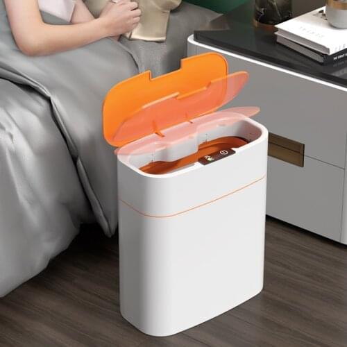 Smart Sensor Trash Can Electric Plastic Toilet Simple Automatic Trash Can Cover Bedroom Kosz Na Smieci Household Products DG50WB
